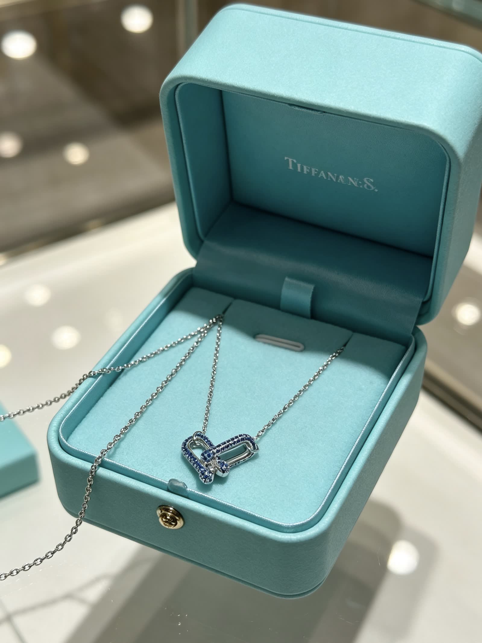 Tiffany & Co. Blue Diamond Heart Tag Necklace